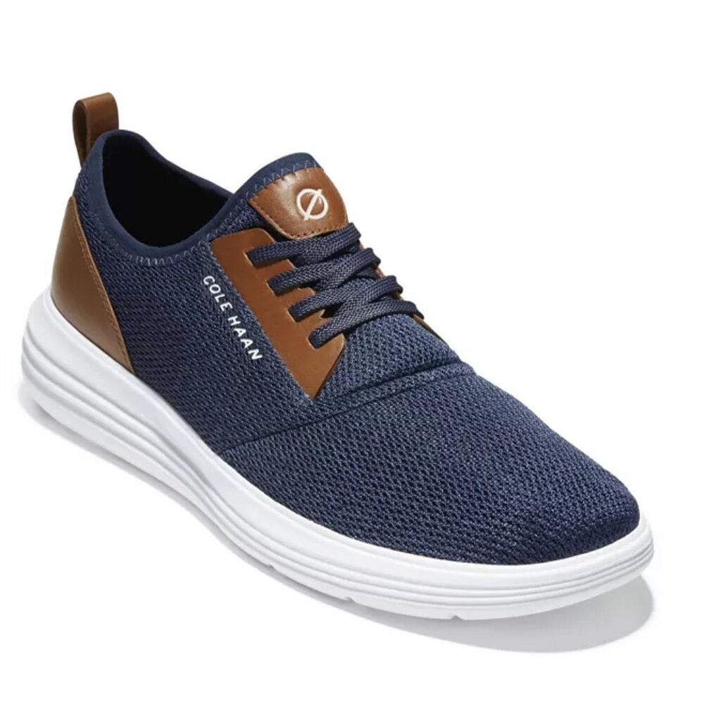COLE HAAN Grand Sports Journey Knit Sneakers Navy Ink Optic White